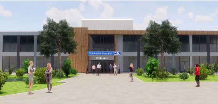 Architect's impression of the new front entrance at Colchester Hospital