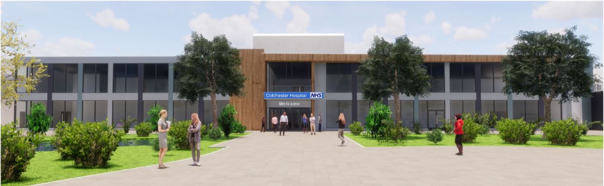 Artist's impression of the new front entrance at Colchester Hospital