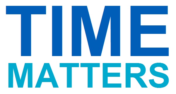 Time Matters written in blue letters