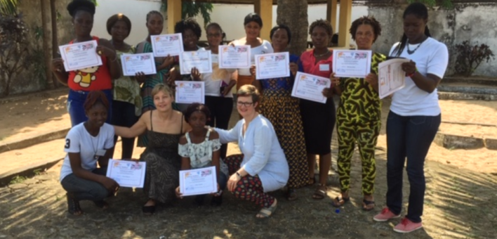 Photograph of Helen Smith Ruth Keen with the Liberian midwives they trained