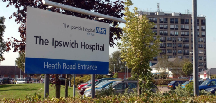 Ipswich Hospital Heath Road entrance sign