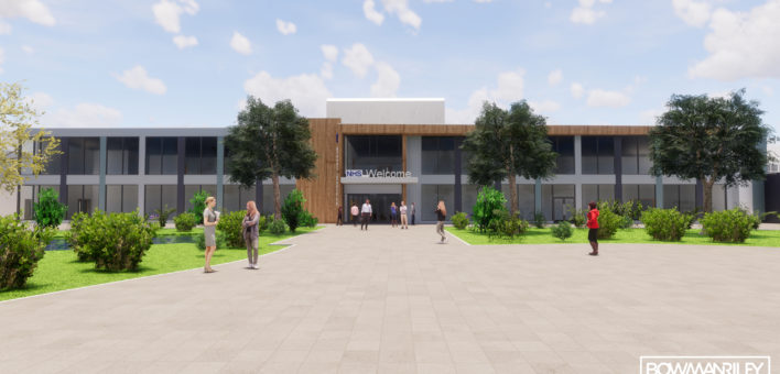 Architect's impression of Colchester Hospital main entrance view
