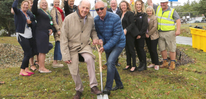 Cancer wellbeing centre spade in the ground