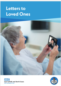 Patient sitting in bed on a video call with a loved one