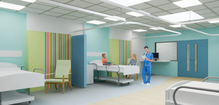 Architect's impression of a ward on the proposed new Children's Department