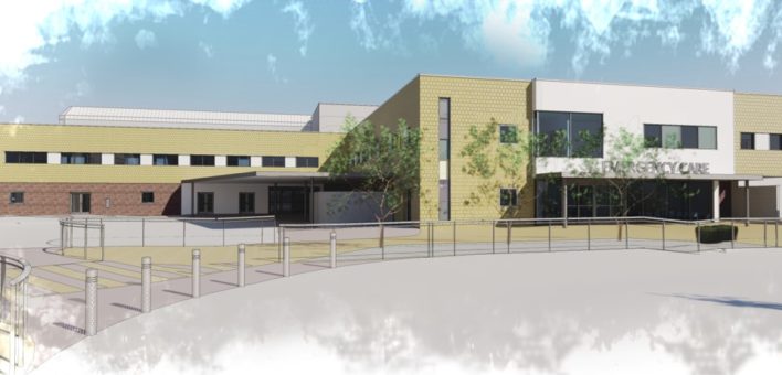 Artist's impression of the exterior of the proposed Urgent Treatment Centre and Emergency Department