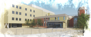 Artist's impression of new main entrance and retail area at Ipswich Hospital