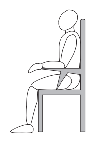 diagram of sitting up straight, your upper back touches the back of the chair
