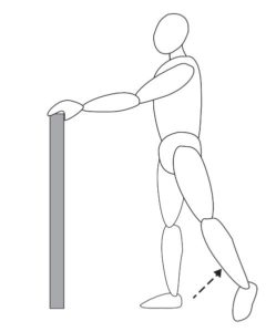 Extension Stand straight, holding on to a chair. Bring your operated leg backwards, keeping your knee straight. Do not lean forwards. Repeat this 10 times, three times a day.