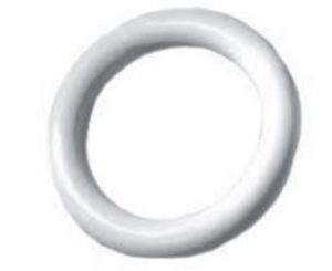 A ring pessary is round and comes in different sizes.
