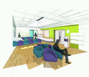 An artist's impression of the breast screening waiting room