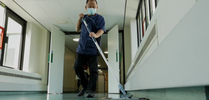 A cleaner on one of ESNEFT's sites