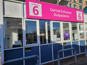 A picture of entrance 6, main outpatients entrance, at Ipswich Hospital