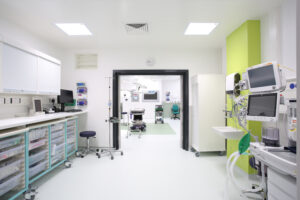 An artists impression of the new Elective Orthopaedic Centre, showing the interior patient treatment area.