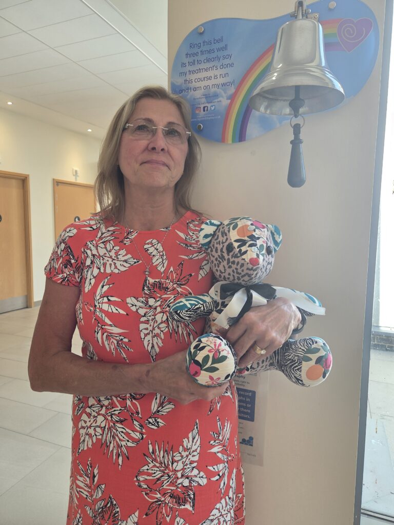 Patricia Leaver cuddles teddy bear Alison, named after her late best friend.