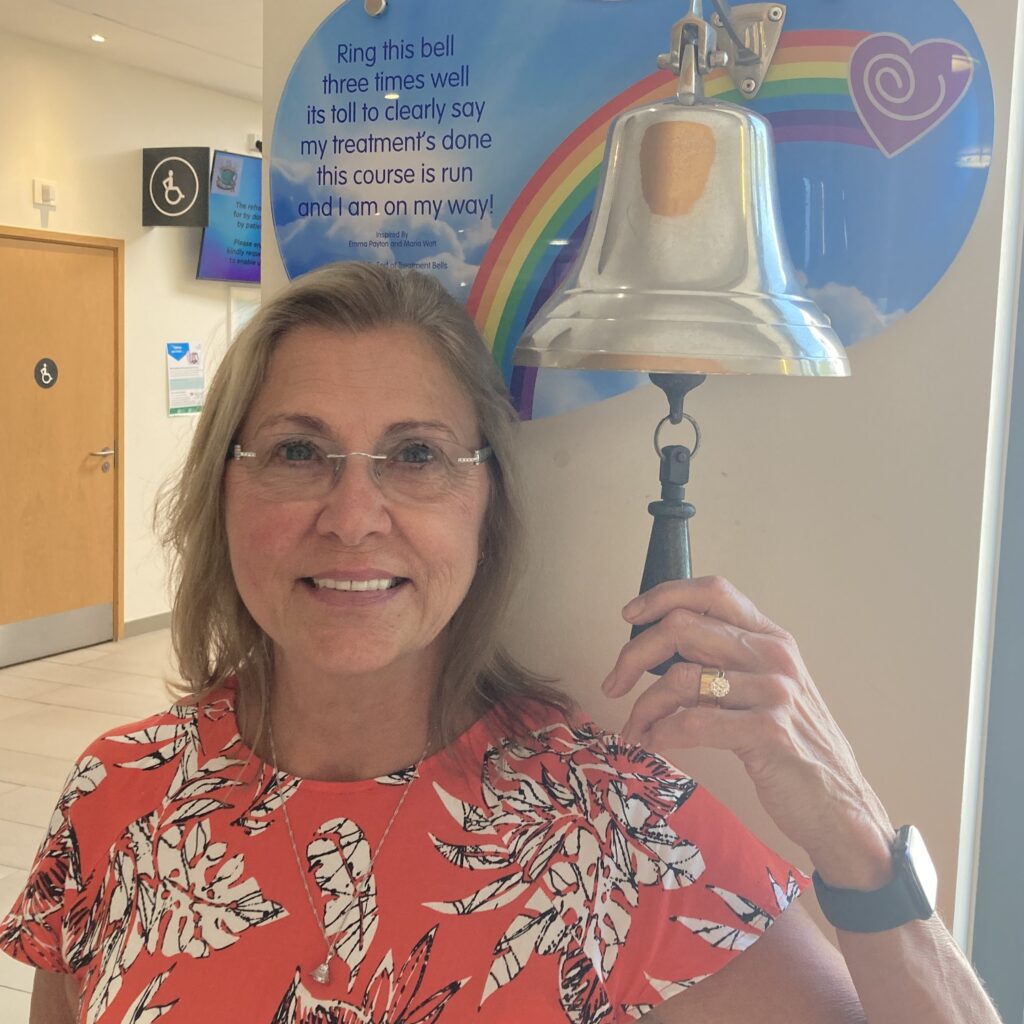 Patricia Leaver rings the bell